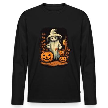 Jack O Lantern Ghost Halloween Ghost - Men's Premium Organic Long Sleeve Shirt - black - Front - Nico (187cm)
