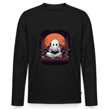 Halloween Ghost Pumpkin Ghost - Men's Premium Organic Long Sleeve Shirt - black - Front - Nico (187cm)