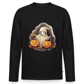 Halloween Costume Ghost Ghost Jack O Lantern - Men's Premium Organic Long Sleeve Shirt - black - Front - Nico (187cm)