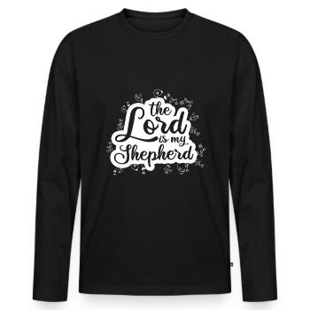 Der Herr ist mein Hirte Glaube Bibel Psalm 23 - Männer Premium Bio Langarmshirt - Schwarz - Vorne - Nico (187cm)