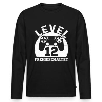 12 Level Freigeschaltet Gamer Spruch Geburtstag 12 - Männer Premium Bio Langarmshirt - Schwarz - Vorne - Nico (187cm)