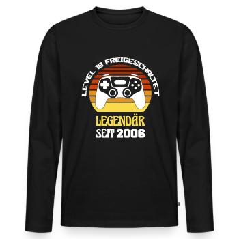 Level 18 Freigeschaltet Legendär Seit 2006 18 Jahr - Männer Premium Bio Langarmshirt - Schwarz - Vorne - Nico (187cm)