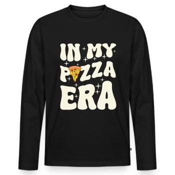 Pizza Era 70s Retro Italian - Men's Premium Organic Long Sleeve Shirt - black - Front - Nico (187cm)