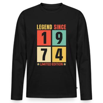 Legend Since 1974 Limited Edition born in 1974 - Männer Premium Bio Langarmshirt - Schwarz - Vorne - Nico (187cm)