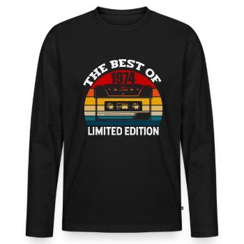 Best Of 1974 Retro Cassette born in 1974 - Männer Premium Bio Langarmshirt - Schwarz - Vorne - Nico (187cm)