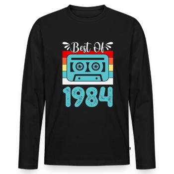 Best Of the Year 1984 Retro Music Cassette - Men's Premium Organic Long Sleeve Shirt - black - Front - Nico (187cm)
