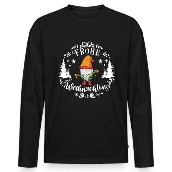 Frohe Weihnachten mit Weihnachtszwerg ein Zwerg - Männer Premium Bio Langarmshirt - Schwarz - Vorne - Nico (187cm)