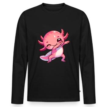 Dabbing Axolotl Dab Kawaii Dancing - Men's Premium Organic Long Sleeve Shirt - black - Front - Nico (187cm)