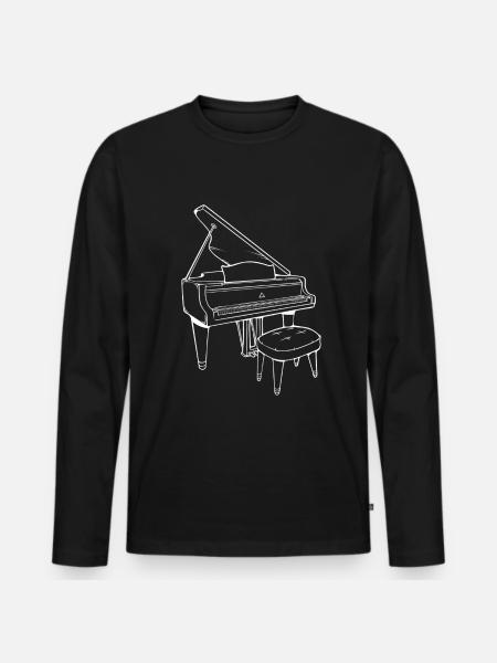 Ein Klavier mit dem Stuhl Piano Musikinstrument - Männer Premium Bio Langarmshirt - Schwarz