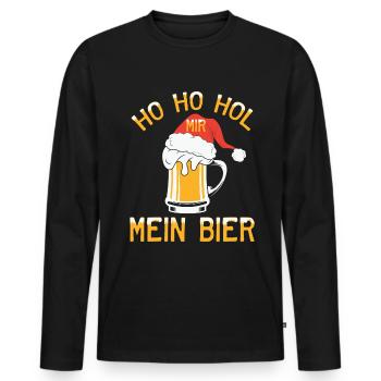 Ho Ho Hol mir ein Bier lustige Weihnachten Sprüche - Männer Premium Bio Langarmshirt - Schwarz - Vorne - Nico (187cm)