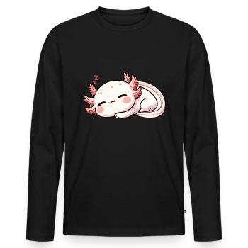 Axolotl Kawaii Chemise de sommeil Relax - T-shirt manches longues Premium bio Homme - noir - Devant - Nico (187cm)
