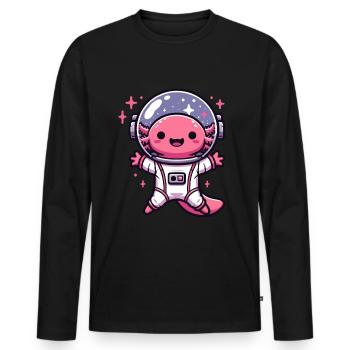 Space Axolotl Astronaut Space Galaxy - Men's Premium Organic Long Sleeve Shirt - black - Front - Nico (187cm)