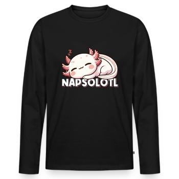 Axolotl Chemise de Nuit Relax Napsolotl Sleep - T-shirt manches longues Premium bio Homme - noir - Devant - Nico (187cm)