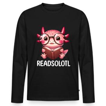 Axolotl Readsolotl lecture livre livresque - T-shirt manches longues Premium bio Homme - noir - Devant - Nico (187cm)
