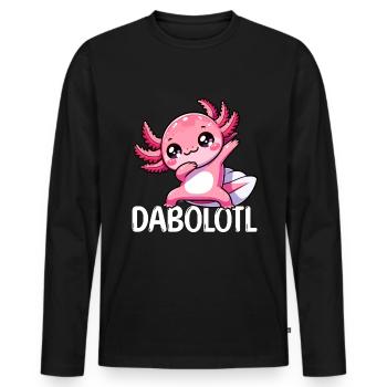 Dabbing Axolotl Danseuse Kawaii - T-shirt manches longues Premium bio Homme - noir - Devant - Nico (187cm)
