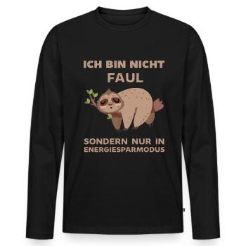 Ich bin nicht Faul ich bin nur im Energiesparmodus - Männer Premium Bio Langarmshirt - Schwarz - Vorne - Nico (187cm)