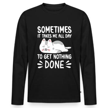 Ne rien faire de drôle Citations et dictons de chat Chats - T-shirt manches longues Premium bio Homme - noir - Devant - Nico (187cm)