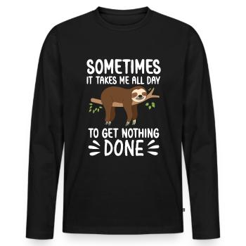 Funny lazy Sloth doing nothing and sleep Faultier - Männer Premium Bio Langarmshirt - Schwarz - Vorne - Nico (187cm)
