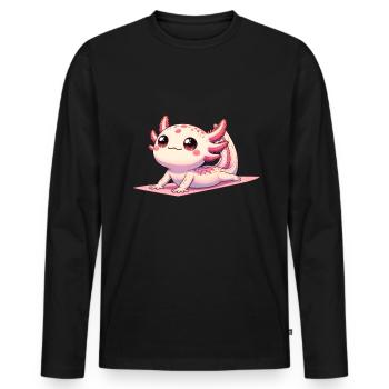 Yoga Pose Axolotl Meditating Wellness - Men's Premium Organic Long Sleeve Shirt - black - Front - Nico (187cm)
