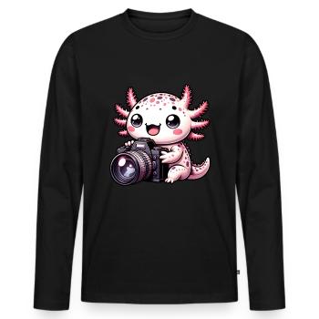 Photographe Axolotl Camera Photography - T-shirt manches longues Premium bio Homme - noir - Devant - Nico (187cm)
