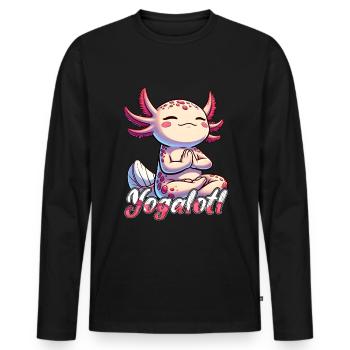 Yogalotl Yoga Méditation Pleine conscience Bien-être - T-shirt manches longues Premium bio Homme - noir - Devant - Nico (187cm)