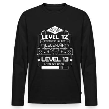 Level 12 Freigeschaltet Level 13 wird geladen - Männer Premium Bio Langarmshirt - Schwarz - Vorne - Nico (187cm)
