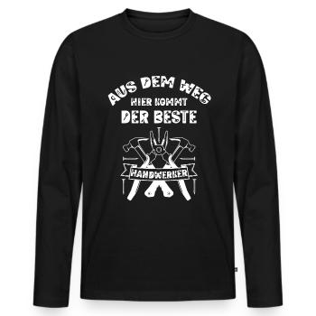 Aus dem Weg hier kommt der beste Handwerker - Männer Premium Bio Langarmshirt - Schwarz - Vorne - Nico (187cm)