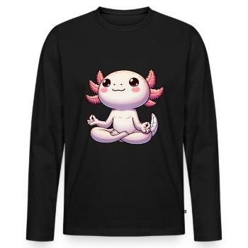 Meditation Axolotl Meditating Yoga - Men's Premium Organic Long Sleeve Shirt - black - Front - Nico (187cm)