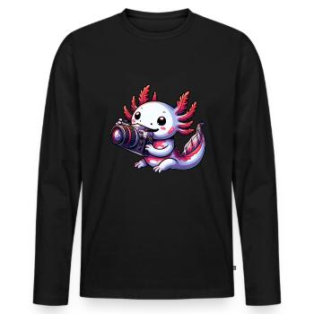 Fotograf Axolotl Foto Kamera Fotografie - Männer Premium Bio Langarmshirt - Schwarz - Vorne - Nico (187cm)