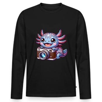 Fotografie Axolotl Foto Kamera Fotograf - Männer Premium Bio Langarmshirt - Schwarz - Vorne - Nico (187cm)