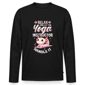 Professeur de Yoga Méditation Spiritualité Axolotl - T-shirt manches longues Premium bio Homme - noir - Devant - Nico (187cm)