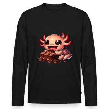 Axolotl Chocolate Chocolate Cake Sweet - Men's Premium Organic Long Sleeve Shirt - black - Front - Nico (187cm)