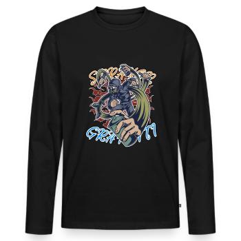 Graffiti Sprayer Streetart Artist Künstler - Männer Premium Bio Langarmshirt - Schwarz - Vorne - Nico (187cm)