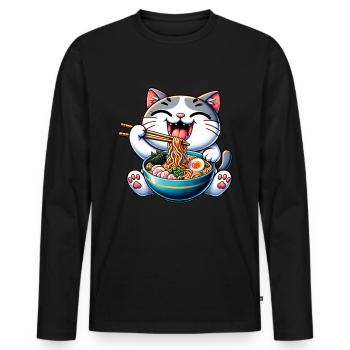 Soupe Ramen Anime Neko Chat - T-shirt manches longues Premium bio Homme - noir - Devant - Nico (187cm)