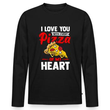 Saint-Valentin Funny Pizza Love Pizza Slice - T-shirt manches longues Premium bio Homme - noir - Devant - Nico (187cm)