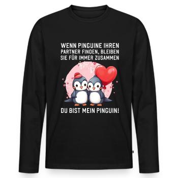 Wenn Pinguine Ihren Partner finden Liebessprüche - Männer Premium Bio Langarmshirt - Schwarz - Vorne - Nico (187cm)