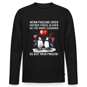 Wenn Pinguine Ihre Liebe finden Pärchen Sprüche - Männer Premium Bio Langarmshirt - Schwarz - Vorne - Nico (187cm)