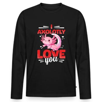 Sweet Axolotl Heart Valentine's Day - Men's Premium Organic Long Sleeve Shirt - black - Front - Nico (187cm)