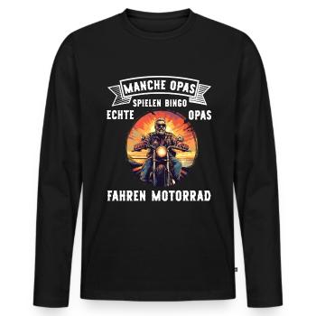 Echte Opas fahren Motorrad lustige Opa Sprüche - Männer Premium Bio Langarmshirt - Schwarz - Vorne - Nico (187cm)