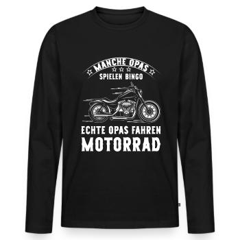 Some grandpas play cards, real grandpas drive engine - Men's Premium Organic Long Sleeve Shirt - black - Front - Nico (187cm)