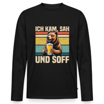 Boire de la bière d’ours Boire de la bière Buveurs de bière - T-shirt manches longues Premium bio Homme - noir - Devant - Nico (187cm)