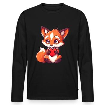 Saint-Valentin renard mignon pour les amoureux - T-shirt manches longues Premium bio Homme - noir - Devant - Nico (187cm)