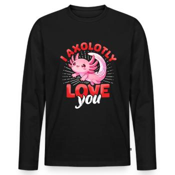 Axolotl Valentine's Day In Love Love - Men's Premium Organic Long Sleeve Shirt - black - Front - Nico (187cm)