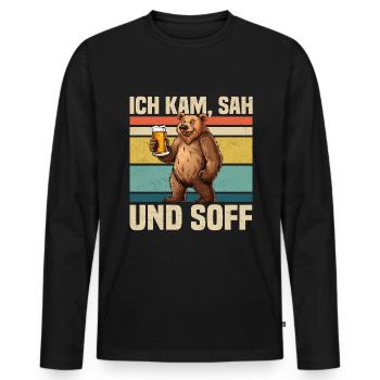 Beer drinkers Saufbär Drinking beer alcohol - Men's Premium Organic Long Sleeve Shirt - black - Front - Nico (187cm)