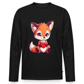 Fuchs Liebe Herz Verliebt Valentinstag - Männer Premium Bio Langarmshirt - Schwarz - Vorne - Nico (187cm)