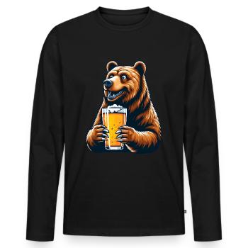 Buveur de bière Alcool Boisson à la bière Fête des pères - T-shirt manches longues Premium bio Homme - noir - Devant - Nico (187cm)