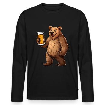 Beer Drinker Beer Drink Father's Day Booze Bear - Men's Premium Organic Long Sleeve Shirt - black - Front - Nico (187cm)