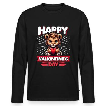 Funny Valentine's Day Leo Heart Love - Men's Premium Organic Long Sleeve Shirt - black - Front - Nico (187cm)