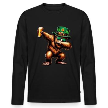 St Patrick's Day Irish Pub Beer - Men's Premium Organic Long Sleeve Shirt - black - Front - Nico (187cm)
