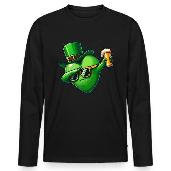 St Patrick's Day Irish Pub Beer Drink - Men's Premium Organic Long Sleeve Shirt - black - Front - Nico (187cm)